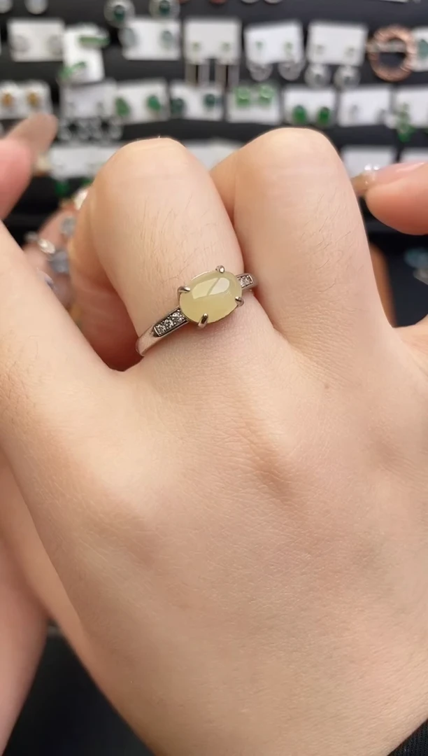 银S925镶嵌戒指翡翠0