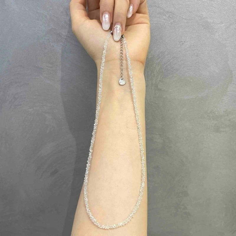 【小魏总珠宝】镀K金 切割面爆闪项链-2mm 40+5cm