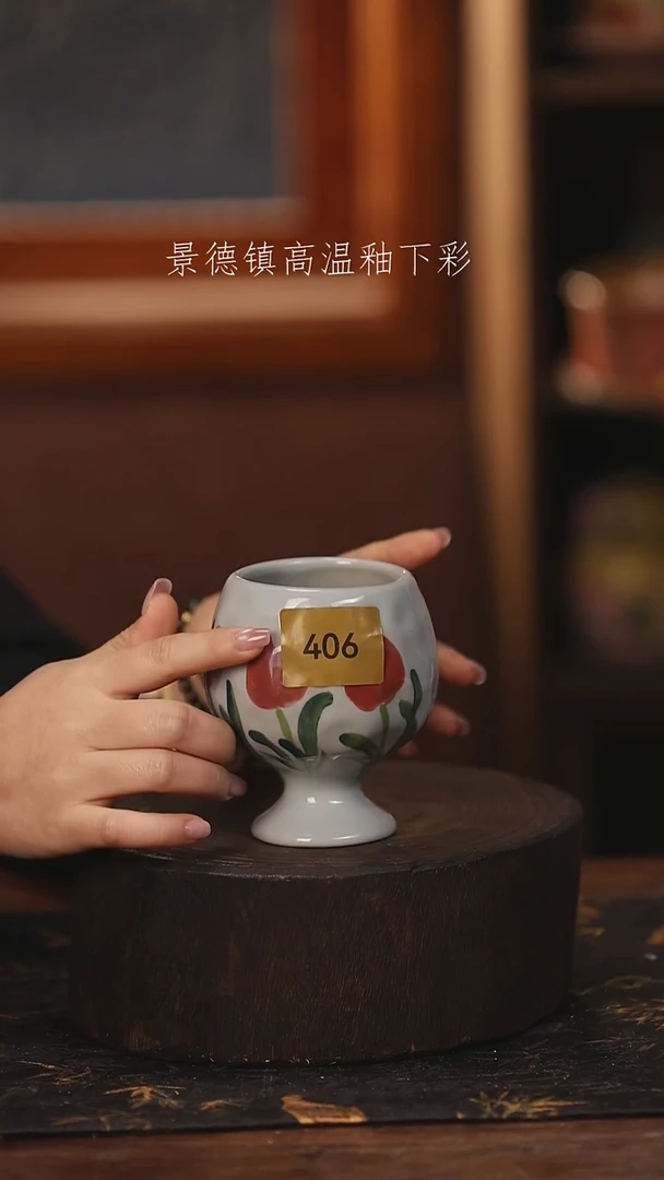 陶瓷景德镇高温釉下手绘陶瓷@L406@