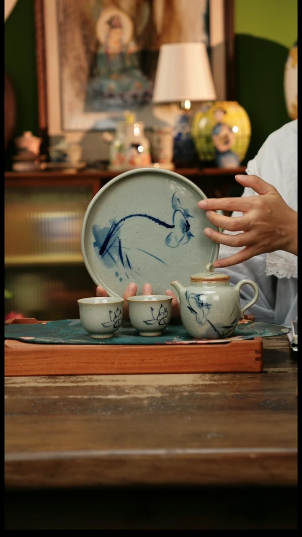 瓷片景德镇纯手工釉下彩精品茶具水杯