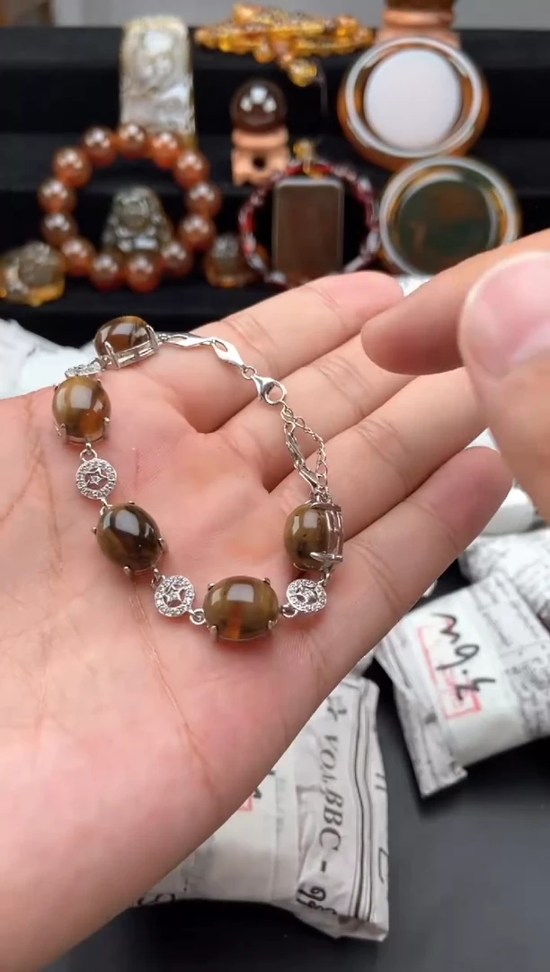 手链琥珀未镶嵌根蜜溶洞手链