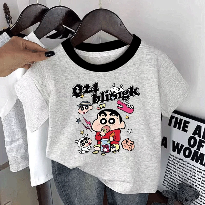 儿童纯棉短袖蜡笔小新2025夏季新款休闲百搭潮流洋气简约半袖韩版