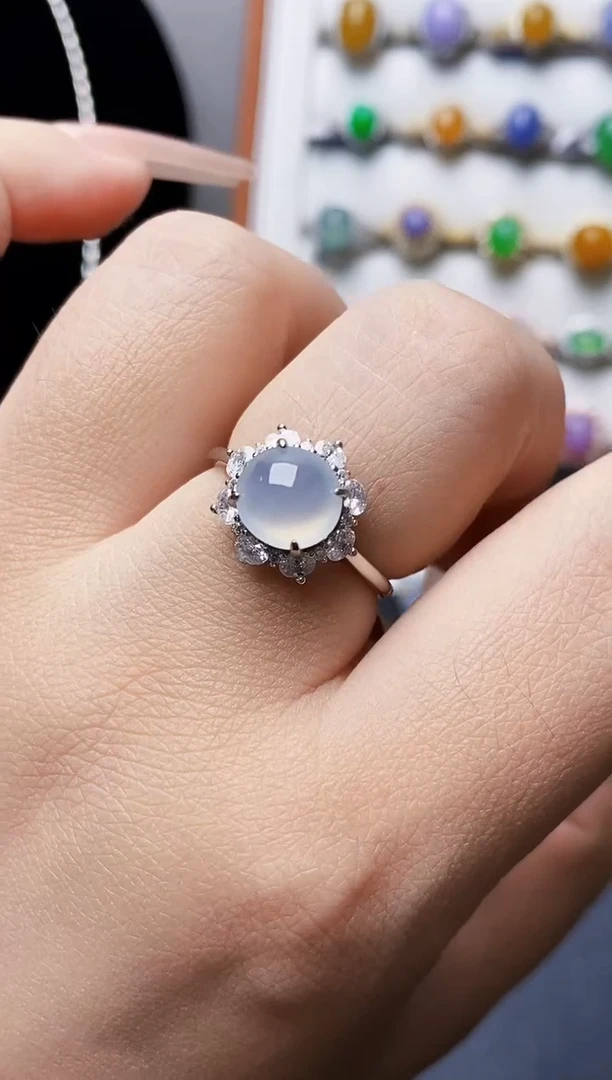 银S925镶嵌戒指翡翠0210