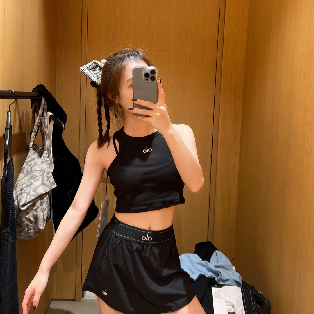 AL百搭修身运动针织螺纹工字背心健身瑜伽服美背吊带上衣