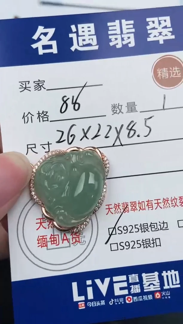 翡翠银S925镶嵌颈饰挂件