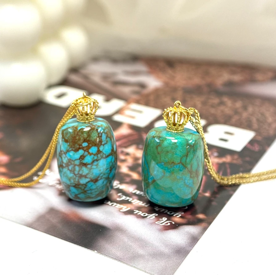 【网瓷】18K金绿松石桶珠吊坠DZY5022342（多样性发货发其一）