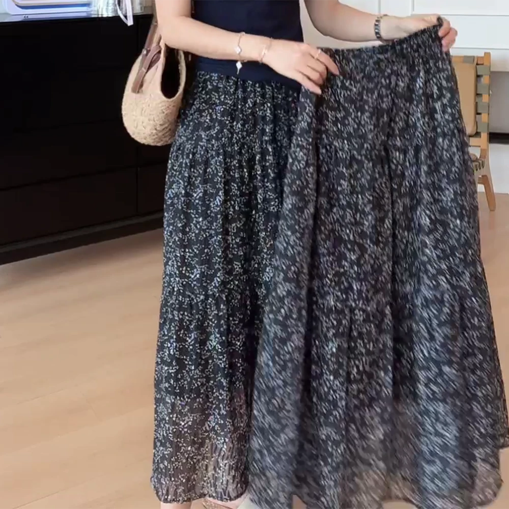 夏季韩系时尚宽松显瘦气质松紧腰小碎花半身裙