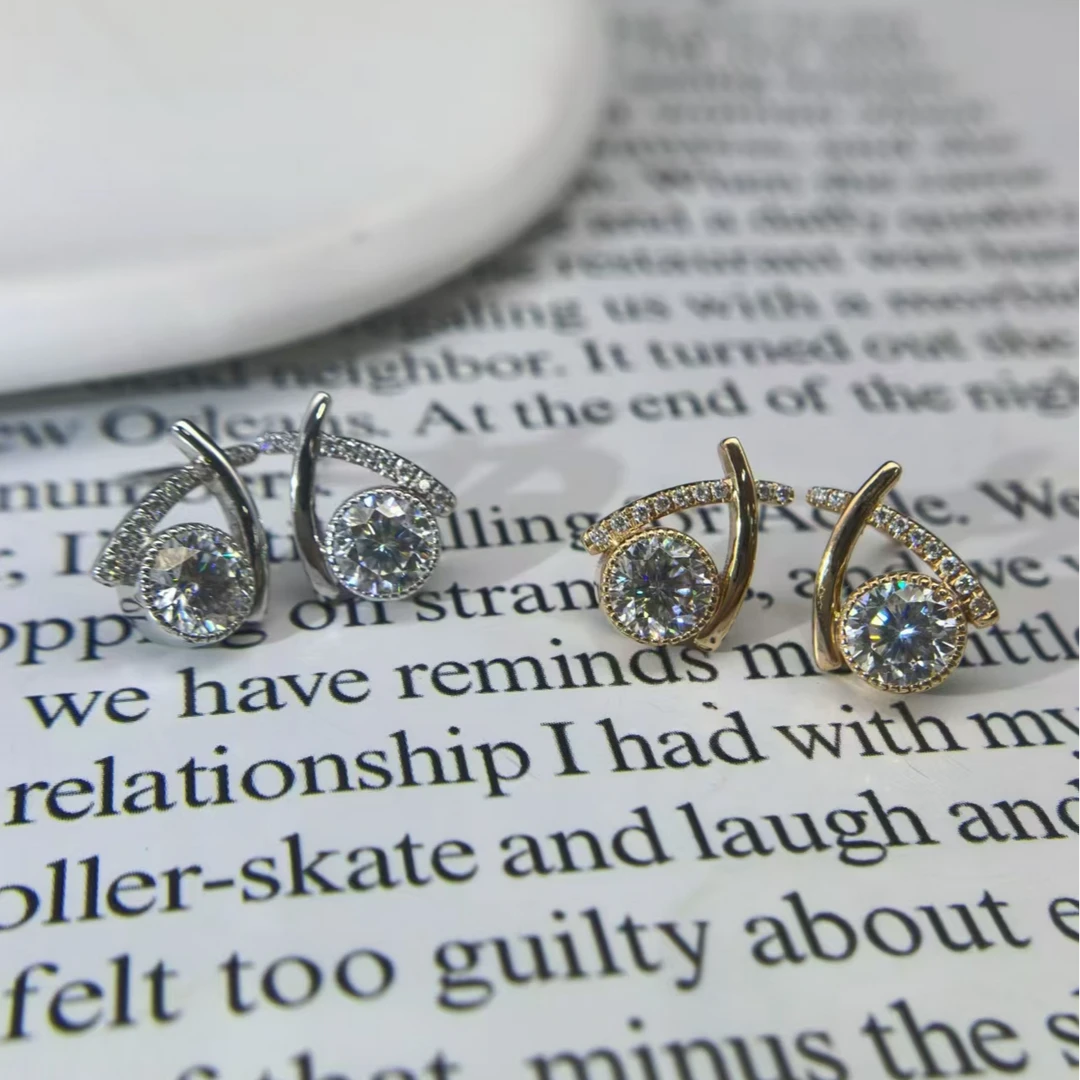 925银银制品 AU750设计交叉耳钉 多样性发货一件