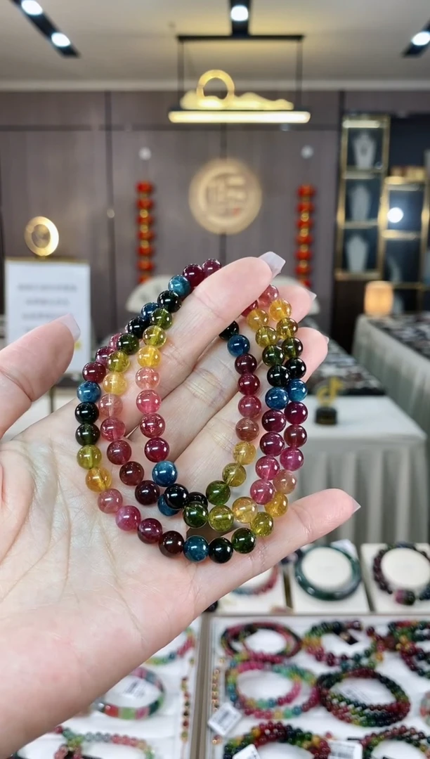 【闪购商品】碧玺三圈手串6mm+未镶嵌（多样性发一条）hon