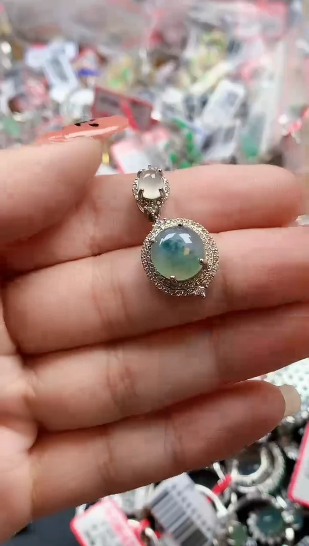 银S925镶嵌戒指翡翠天然A货缅甸翡翠