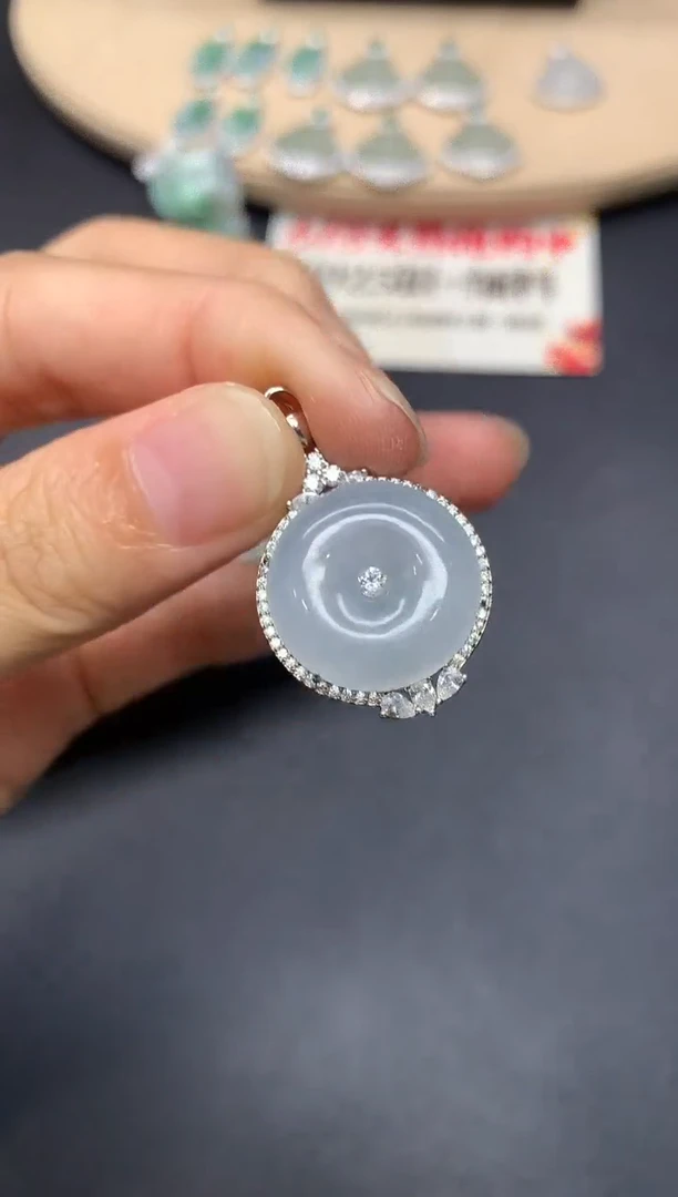 翡翠银S925镶嵌吊坠(不含链)平安扣【多样性发其一】