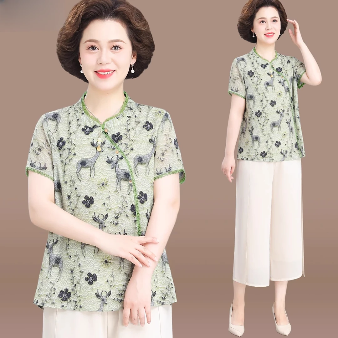 套装夏季夏2025新款女装贵夫人短袖高档上衣中老年夏装小衫两件套