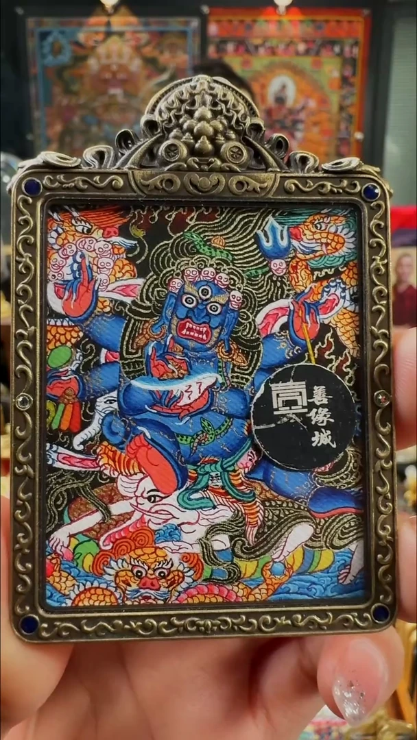 吊坠壹善缘城手绘唐卡大黑天