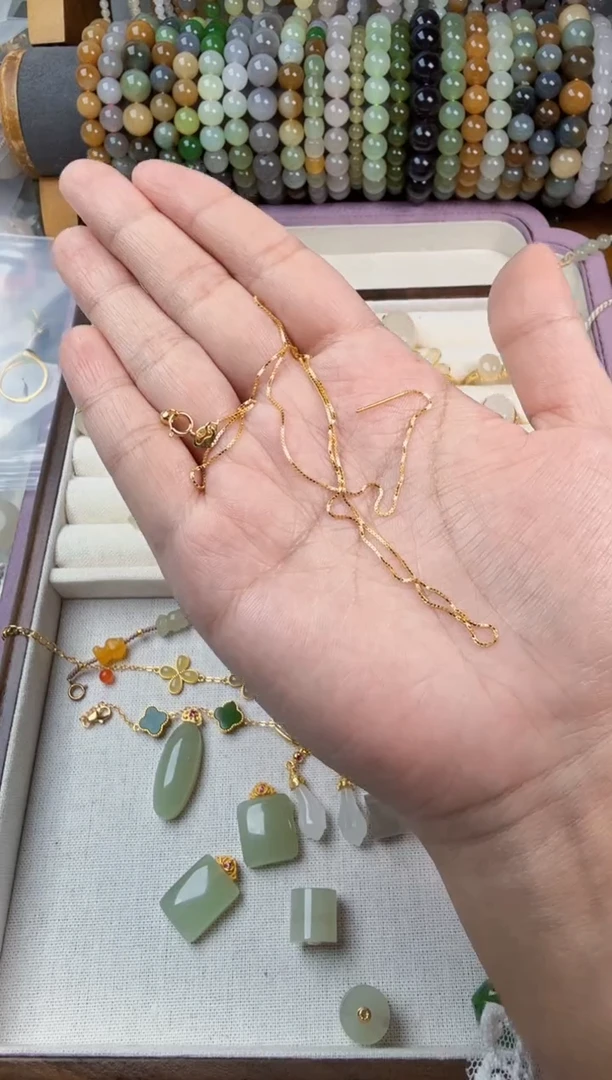 项链银S925镶嵌和田玉芯*项链