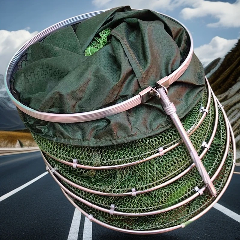 水库鱼护网兜不伤鱼速干密眼加厚竞技钓鱼圆形便携结实耐用渔护网