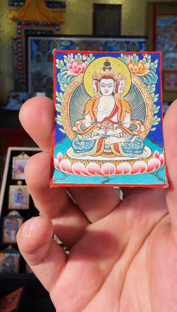 吊坠年终福利纯手绘唐卡大日如来