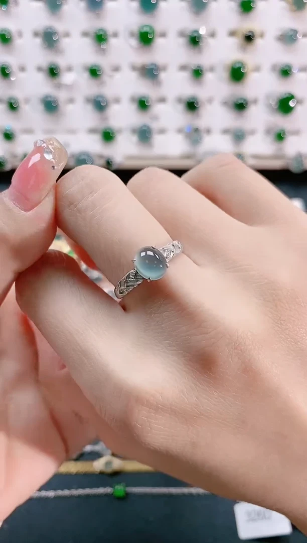 【闪购商品】翡翠戒指银S925镶嵌天然翡翠