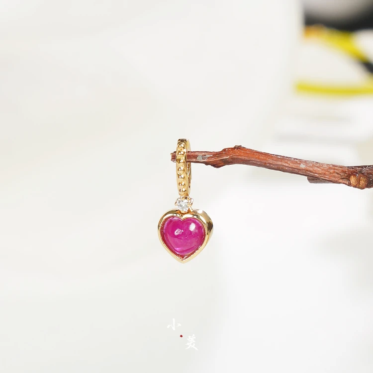 18K金红宝石钻石爱心吊坠万能扣（多样性发）G8889