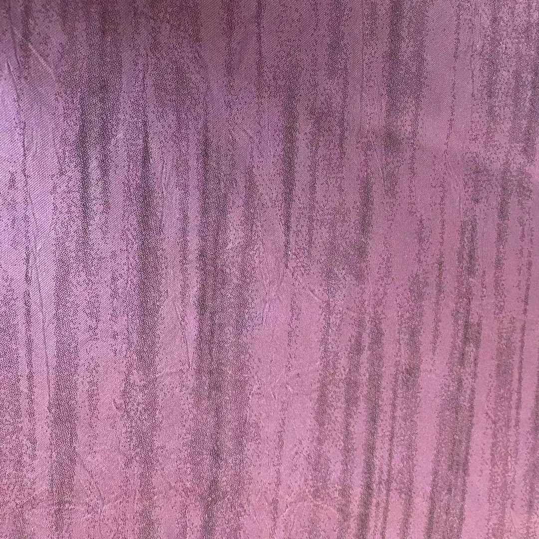 紫色条纹仿香云纱印花时装时尚面料（不支持7天无理由）