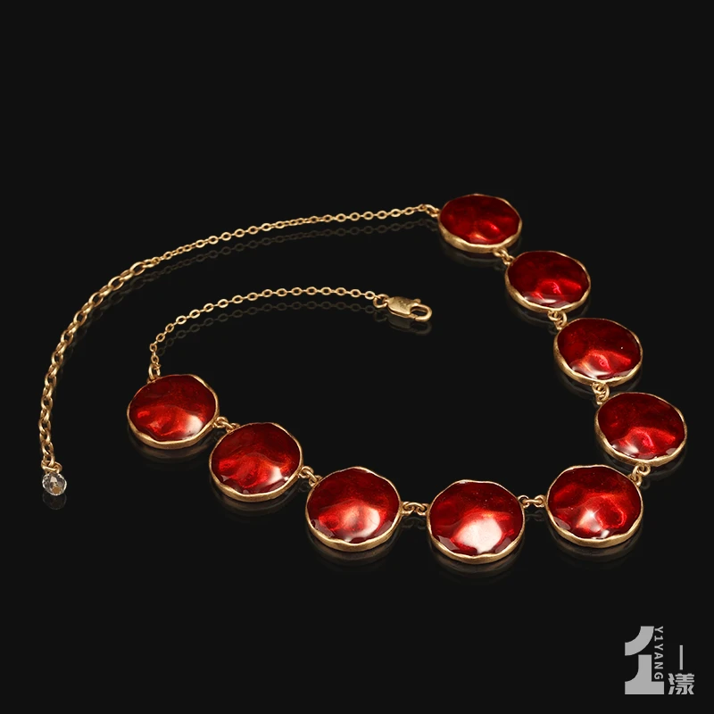 铜合金合成锆石项链 一漾设计师款红红火火 项链