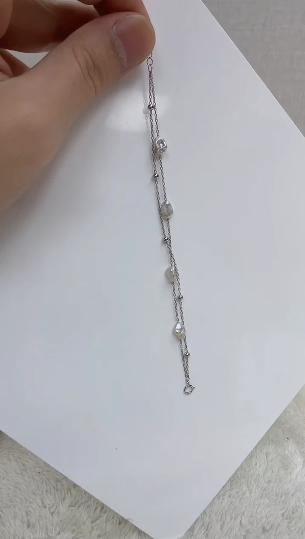 银S925镶嵌淡水珍珠手链