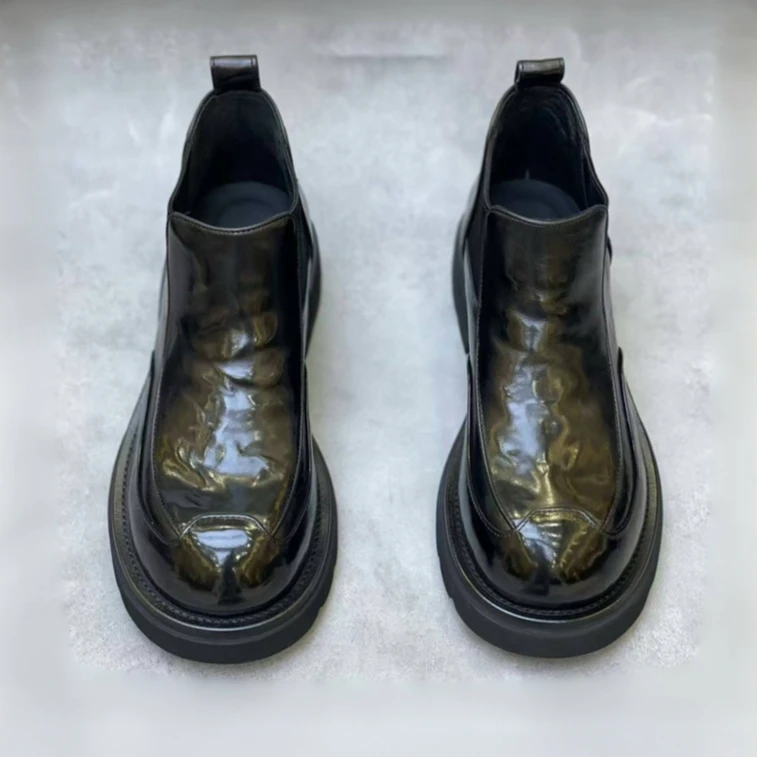 秋款新款高端男鞋休闲时尚英伦大头切尔西男士商务休闲短靴88612