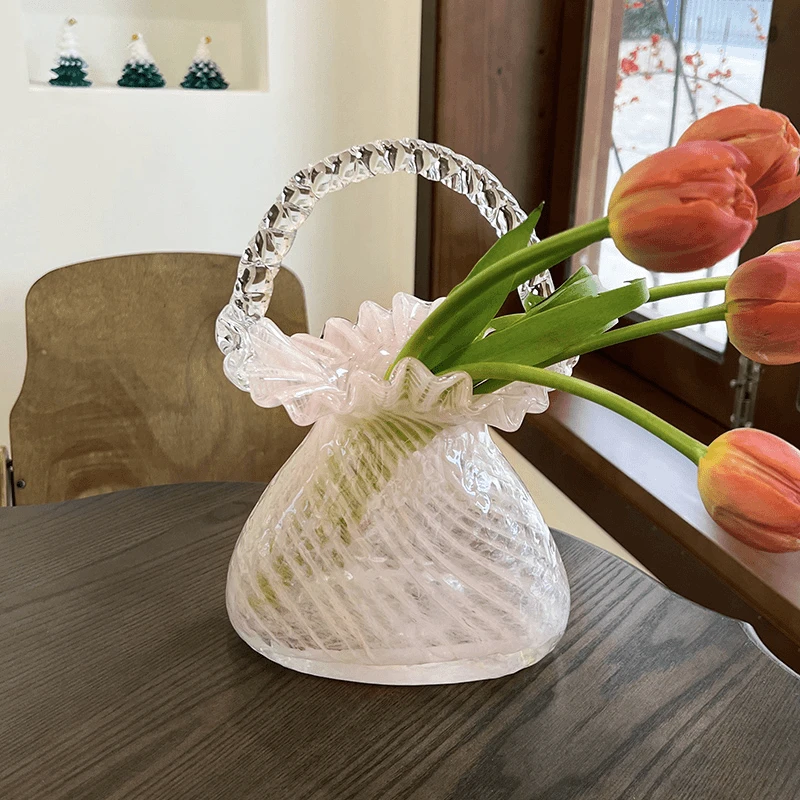 X裙摆包包精致轻奢琉璃手提包包花瓶玻璃花篮客厅家居软装