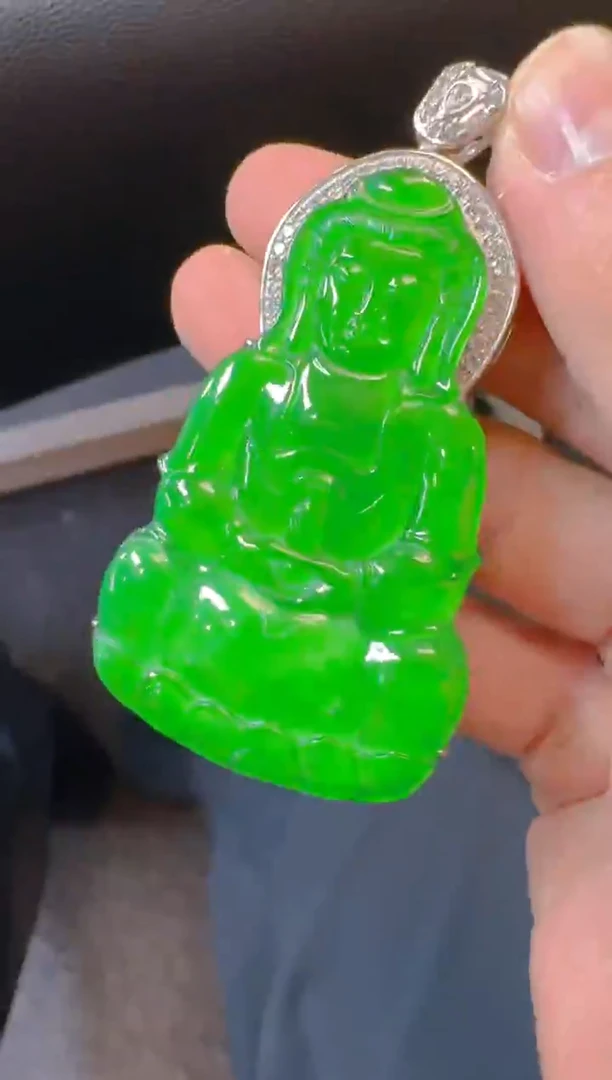 吊坠(赠链)银S925镶嵌翡翠天然A货翡翠