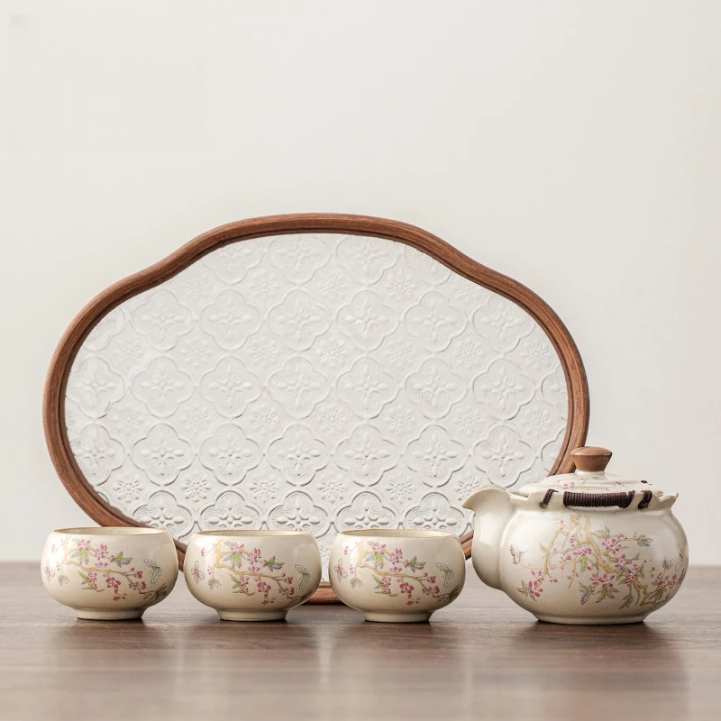 2025新款一人饮汝窑手抓壶功夫茶具茶盘套装泡茶女士高档精致X