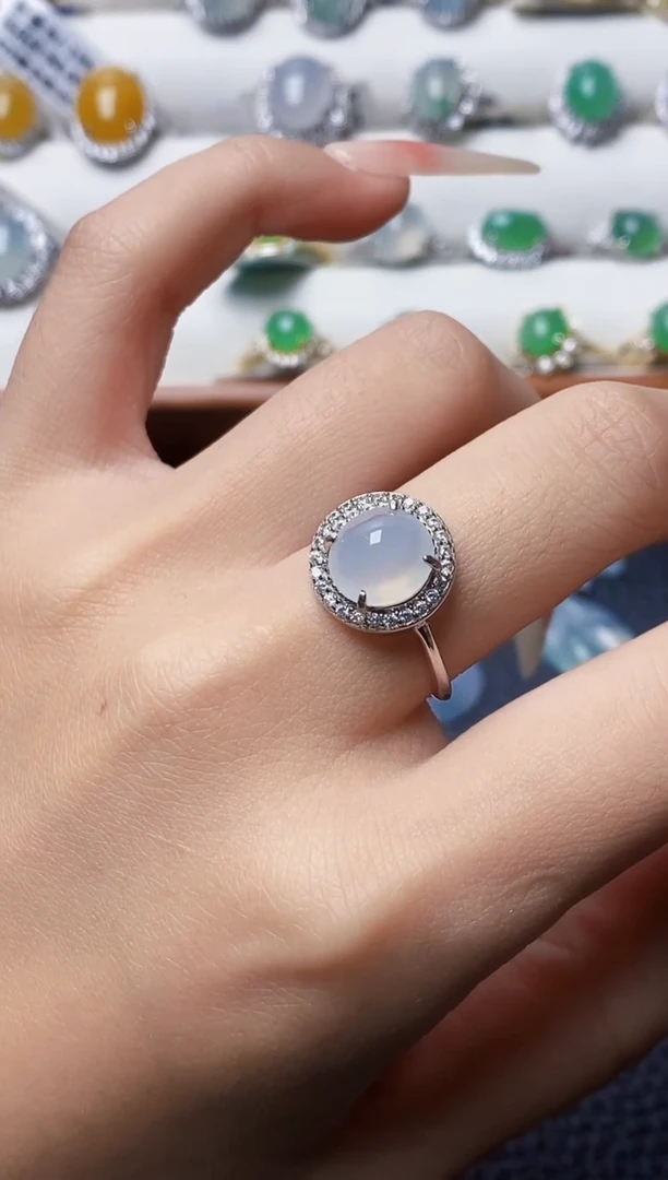 银S925镶嵌戒指翡翠0597