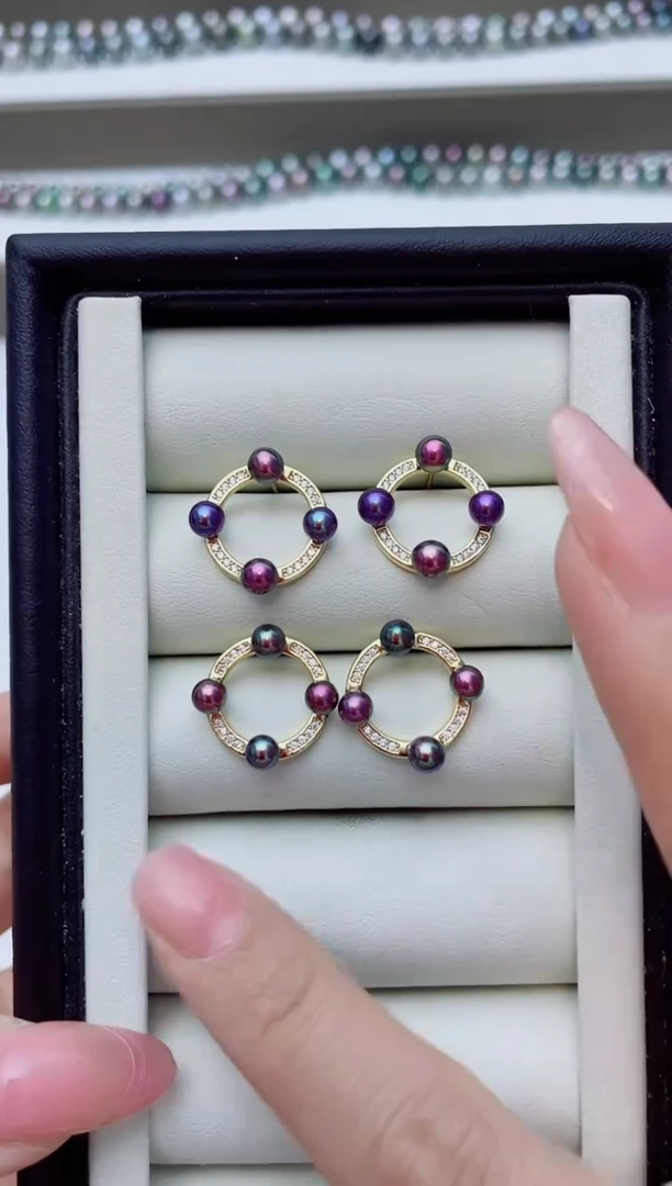 银S925镶嵌耳饰淡水珍珠A3商品多样性发其一