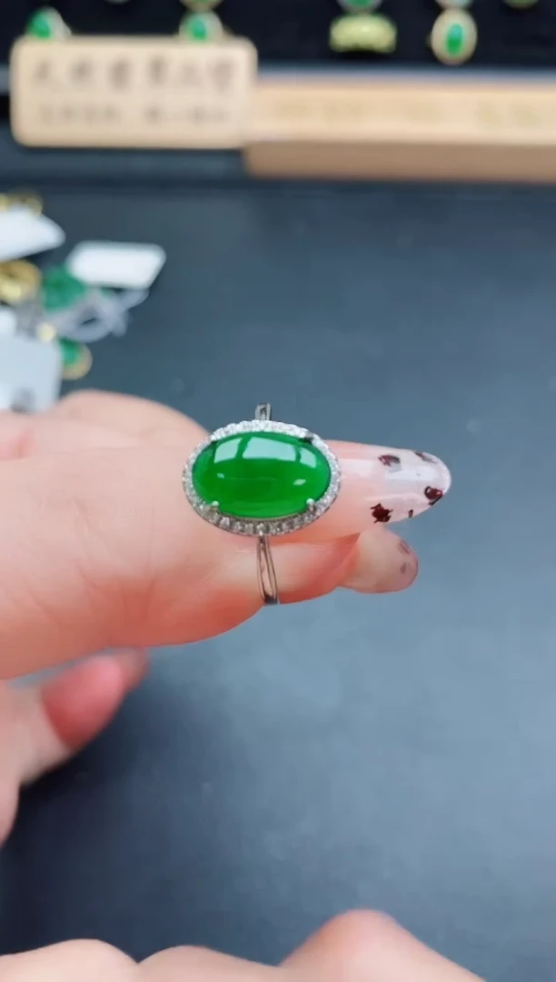 银S925镶嵌戒指翡翠1
