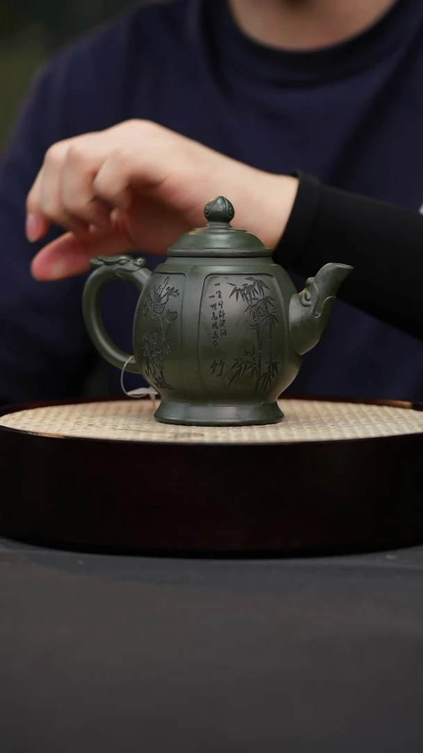 茶壶紫砂12 景舟绿泥宫灯原矿紫砂壶