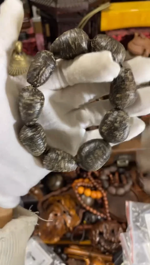 木中之王黑奇石化单圈手串