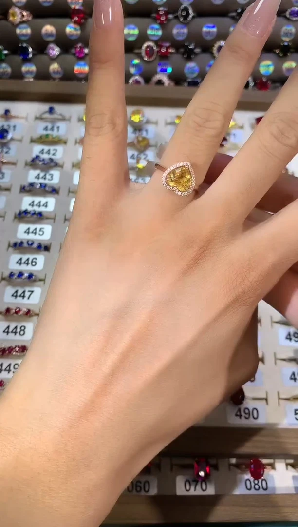 蓝宝石戒指银S925镶嵌玫瑰金