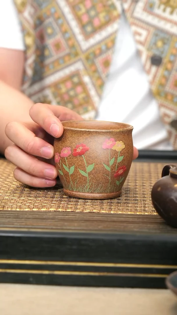 茶壶紫砂15《花语·方圆杯》柴烧