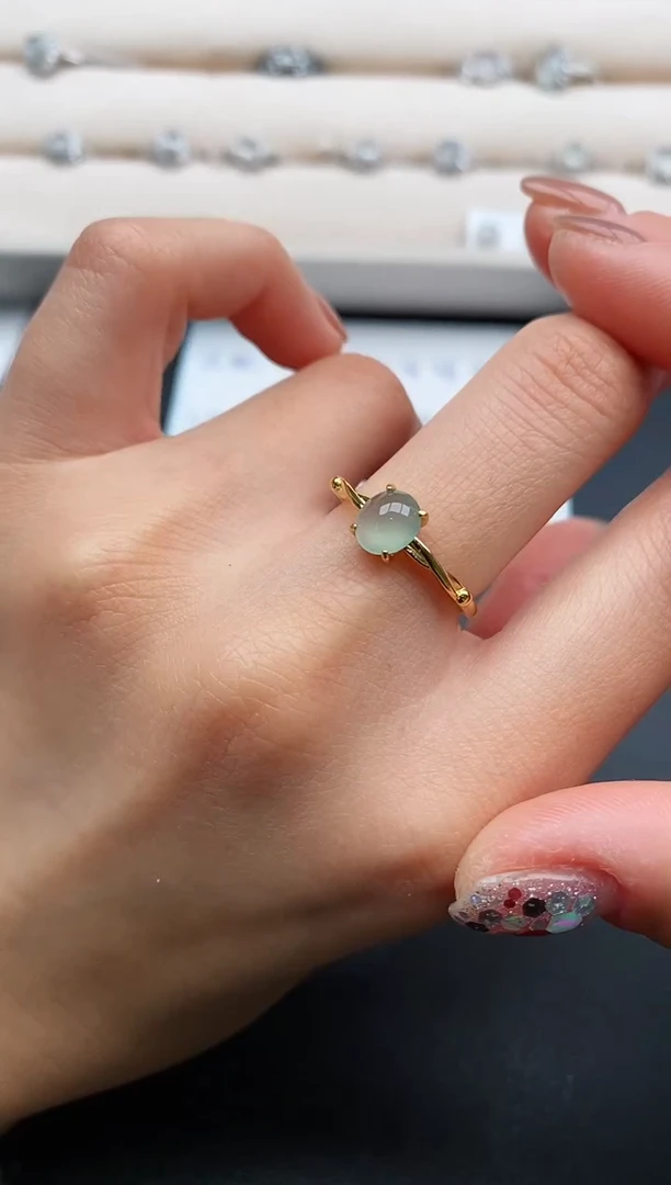 银S925镶嵌戒指翡翠2222222+6