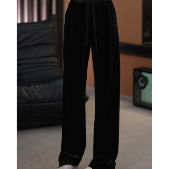 JUDIAN-金丝绒触感直筒长裤8jd91090