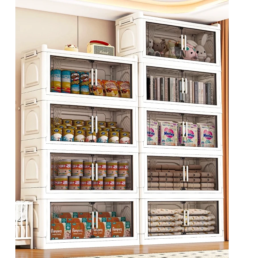 XM60cm【四-五层】免安装折叠儿童衣柜双开门透明密封家储物收纳