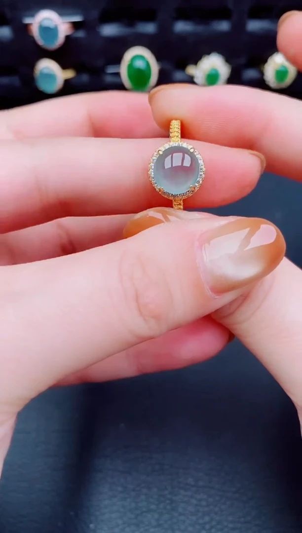 【闪购商品】翡翠戒指银S925镶嵌天然a货翡翠227