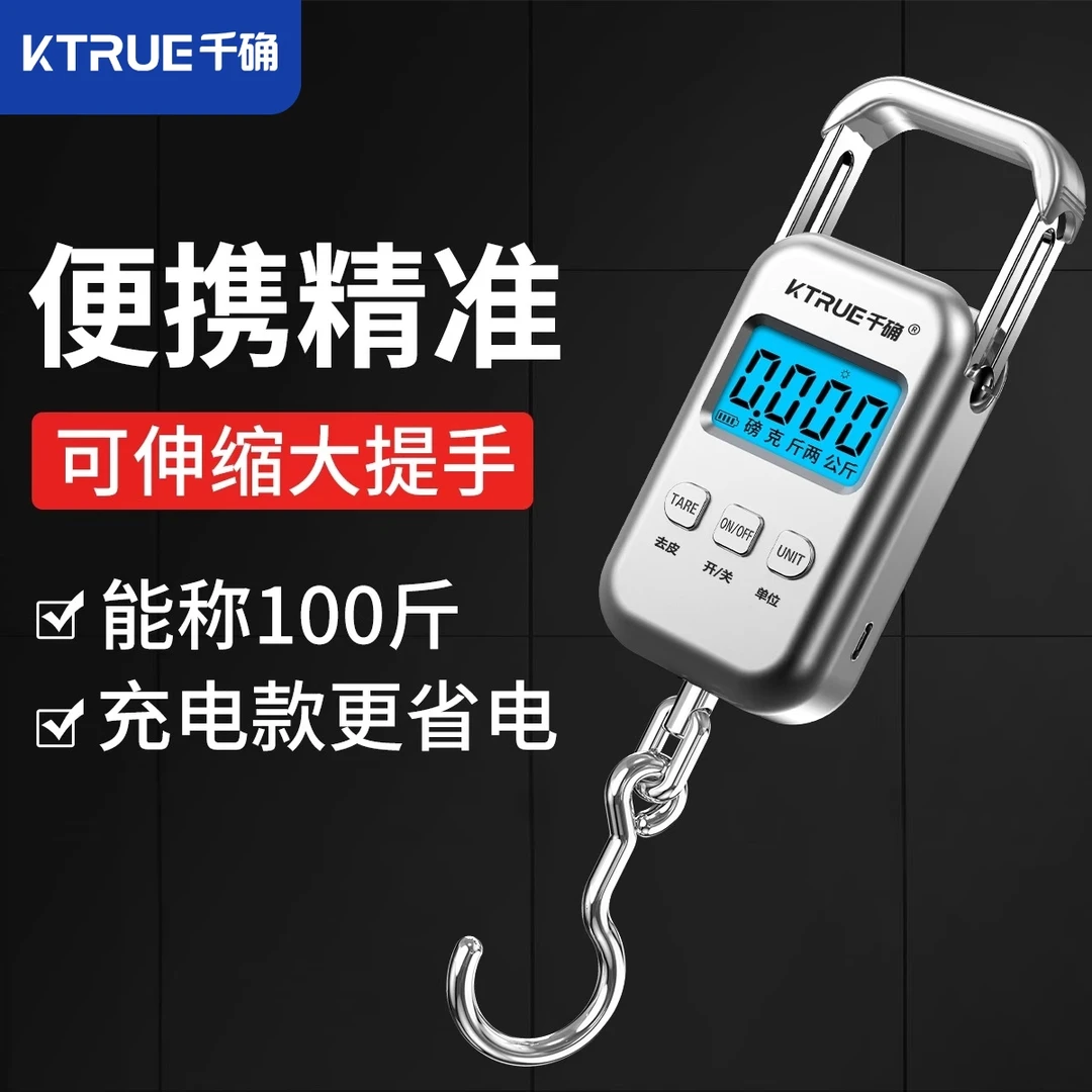 千确便携式手提电子秤精准家用小型高精度行李称重弹簧称鱼器克称