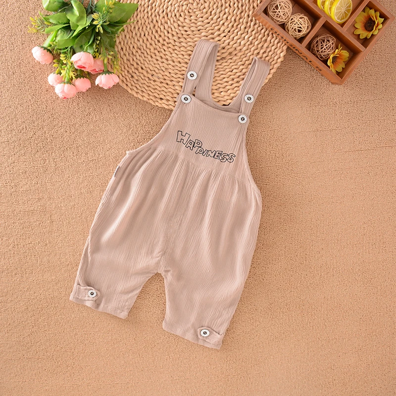 宝宝背带裤七分裤夏薄款0一3岁男女童洋气裤子婴儿背带裤