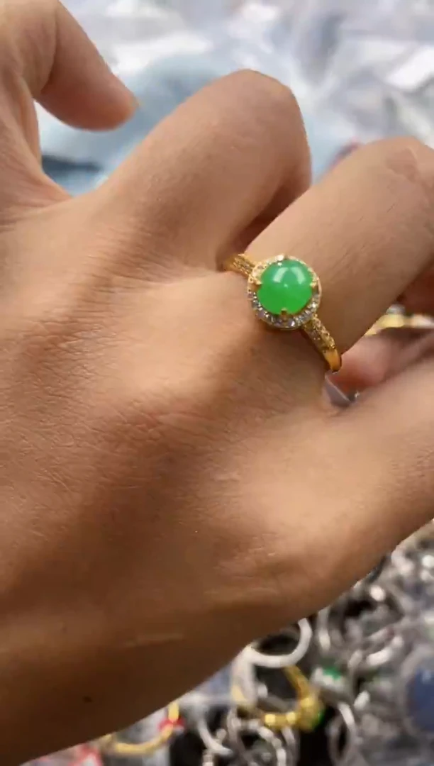 银S925镶嵌戒指翡翠555                     91