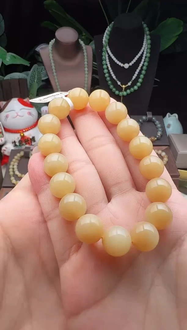 未镶嵌手串和田玉游***扬精品12m左右新疆且末糖玉手串