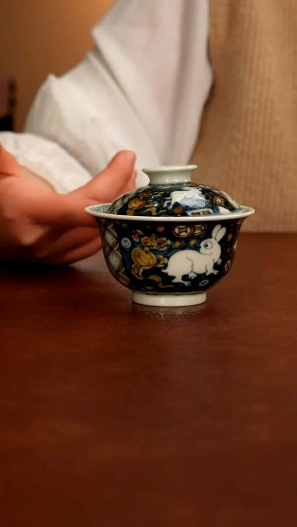 摆件陶景德镇瓷器，青花瓷手绘茶具~