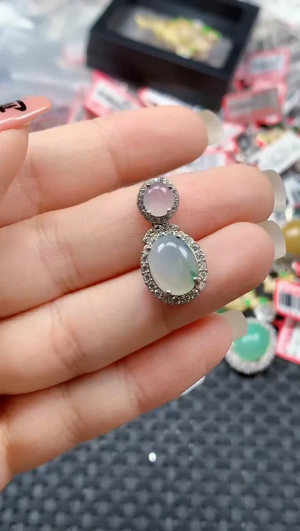 银S925镶嵌戒指翡翠天然A货缅甸翡翠