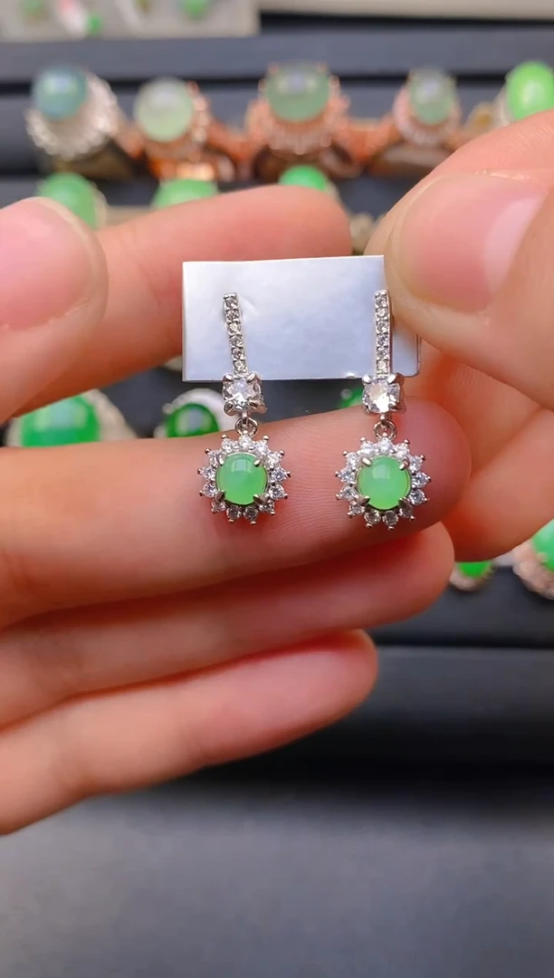 【闪购商品】翡翠戒指银S925镶嵌天然A货翡翠1