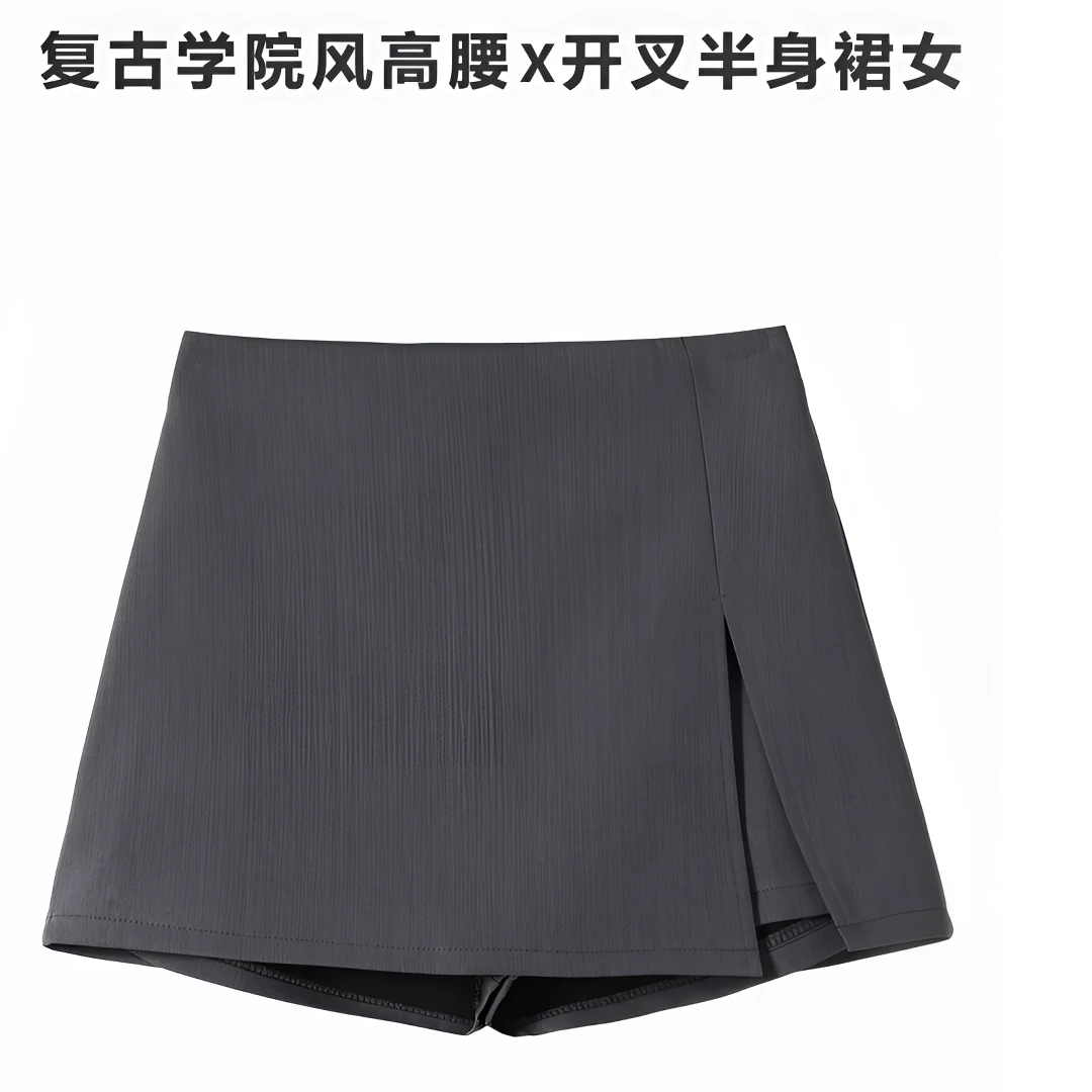 时尚不规则高腰显瘦开叉西装短裙女2025春夏欧若风新款A字短裤裙