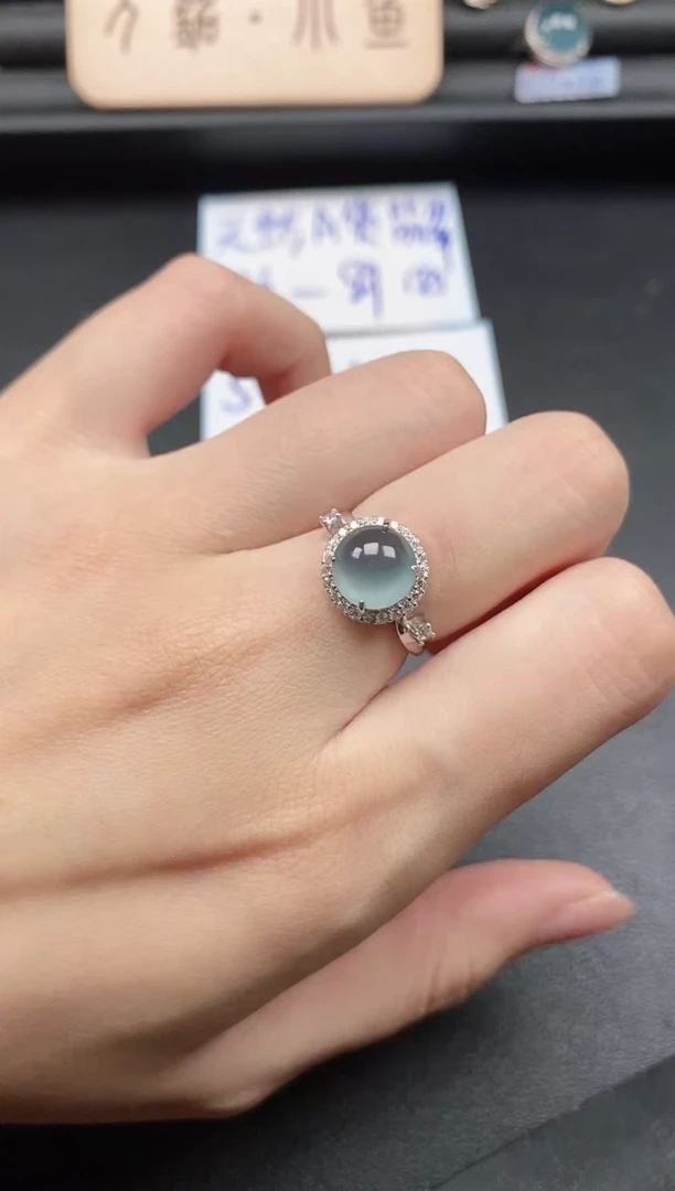 翡翠戒指银S925镶嵌51511-20