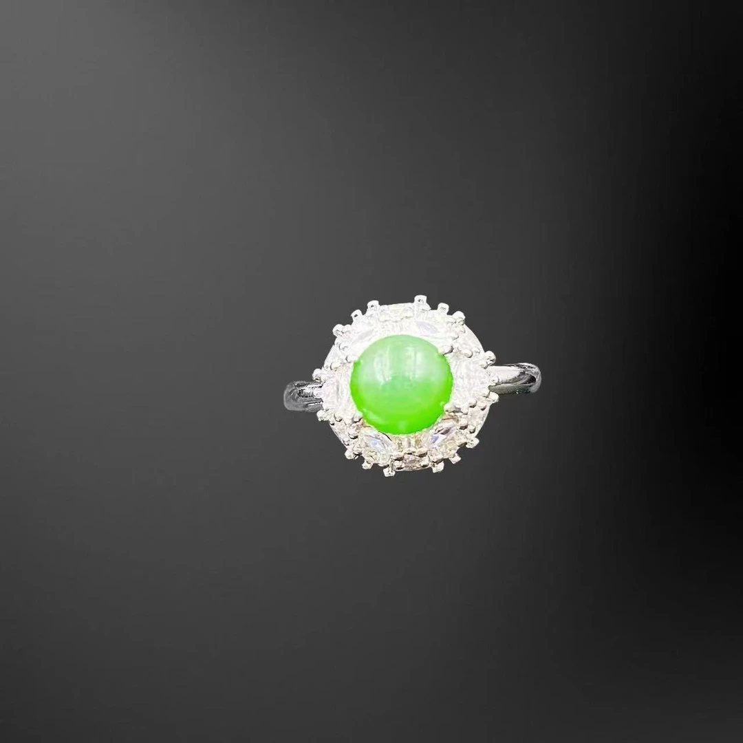 翡翠高冰太阳花戒指A563J